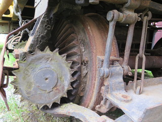 rusting gear on train