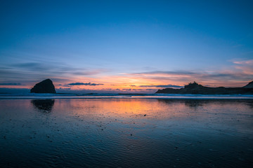 sunset on calm beach