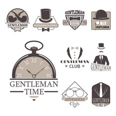 Vintage style design hipster gentleman vector illustration badge black silhouette element. - obrazy, fototapety, plakaty