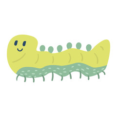 Colorful insect icon isolated wildlife wing detail summer worm caterpillar bug wild vector illustration.