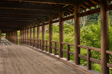 Japanese wooden temple bridge