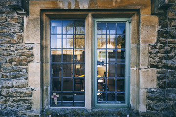 Fototapeta na wymiar Victorian Interior Seeing Through Wooden Window