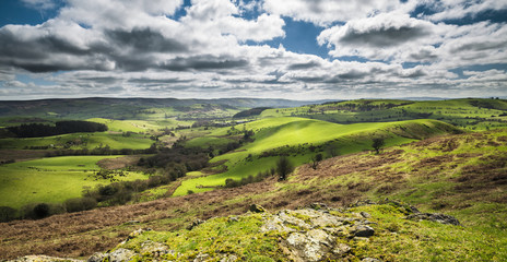 Fototapeta na wymiar British Countryside Green Hills at Spring