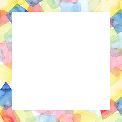 Watercolor colorful frame. Abstract background painting. 