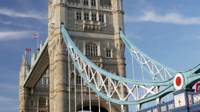 Part of Tower Bridge on the Thames in London, England.