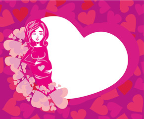 Shower card with happy pregnant woman.