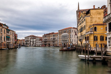 Fototapeta na wymiar Grand Canal, Venice on a cloudy afternoon with long exposure