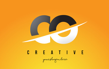 CO C O Letter Modern Logo Design with Yellow Background and Swoosh.