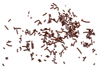 Chocolate sprinkles isolated on white background