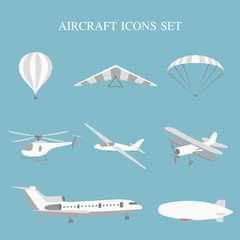 Vector illustration of set of airplanes silhouettes