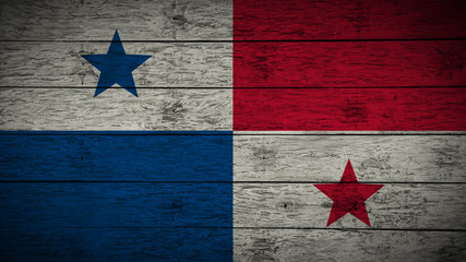 Flag of Panama on old wood boards