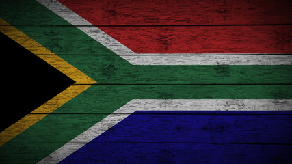 Flag of South Africa painted on old wood boards