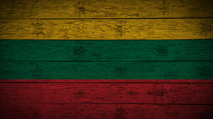 Flag of Lithuania on old wood boards