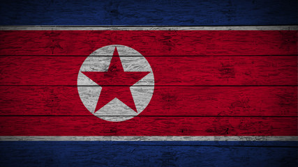 Flag of North Korea painted on old wood boards