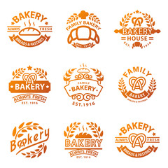Bakery gold badge icon fashion modern style wheat vector retro food label design element isolated.