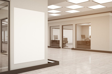 Modern office with empty poster