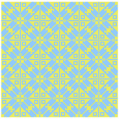 Blue Background of the Cross. Geometric Ornaments. Vector Illustration.