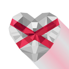 Crystal gem jewelry Saint Patrick's Saltire heart with Saint Patrick's Flag.