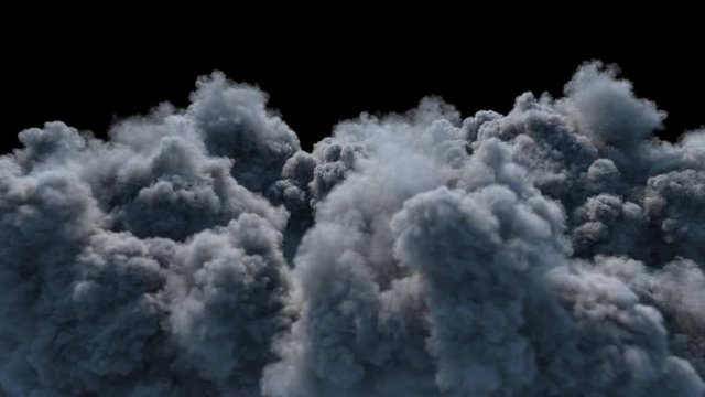 Rising Dense Clouds In Day Light  (with Alpha Channel), Ready For Compositing, Isolated On Pure Black Background, With Alpha Channel