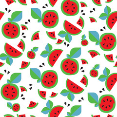 Fruit geometric vector seamless pattern