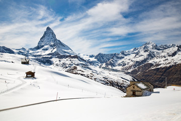 Fototapeta na wymiar Landscape near Gornergrat, a ridge in Zermatt, Switzerland.