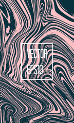 Abstract card with liquid lines. Marble effect. Vector illustration.