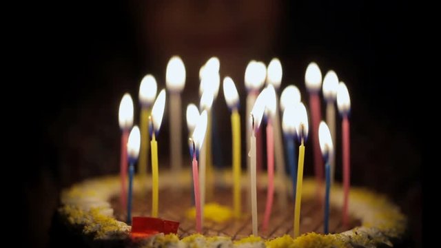 Close-up of birthday candles on the cake