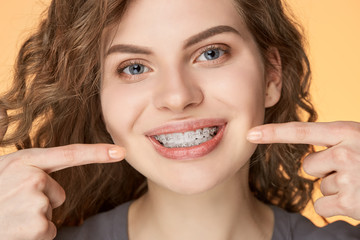 curly hair woman with brackets