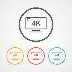 4 k tv stroke line icon with various color