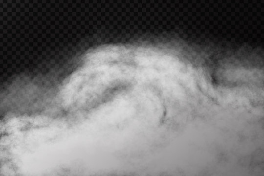 Vector realistic isolated smoke effect on the transparent background. Realistic fog or cloud for decoration.