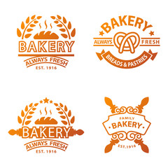 Bakery gold badge icon fashion modern style wheat vector retro food label design element isolated.