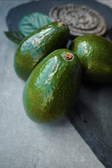 Green ripe avocados ready to eat