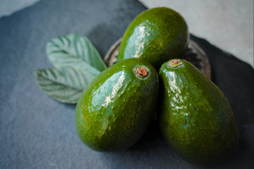Green ripe avocados ready to eat