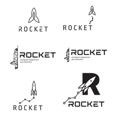 Vector black rocket logo - obrazy, fototapety, plakaty
