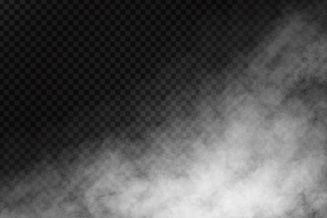 Vector realistic isolated smoke effect on the transparent background. Realistic fog or cloud for decoration. © comicsans