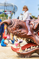 School girl at playgroung of Hampton Court