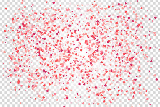 Vector isolated heart confetti on the transparent background.