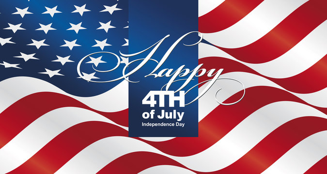 Happy 4th of july USA flag landscape greeting card