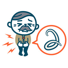 腹痛で苦しむシニア男性　アニサキス