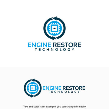 Engine Restore Logo Designs Template	, Technology Logo Symbol