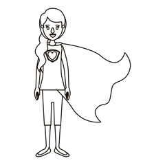 silhouette cartoon full body super hero woman with ponytail hair and cap vector illustration