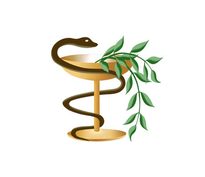 Medical symbol is snake and bowl