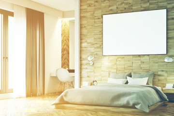 Light wooden bedroom, corner, toned