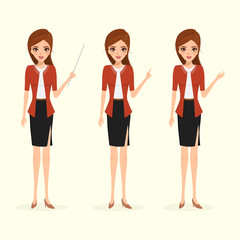 business woman in different pose. illustration vector of people in occupation character.