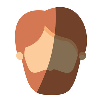 color image shading front view faceless man with beard and moustache with light brown hairstyle vector illustration