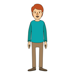 color image caricature full body guy with hairstyle and clothing vector illustration
