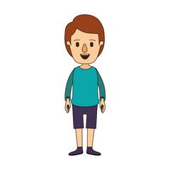 color image caricature full body guy with hairstyle looking to front vector illustration