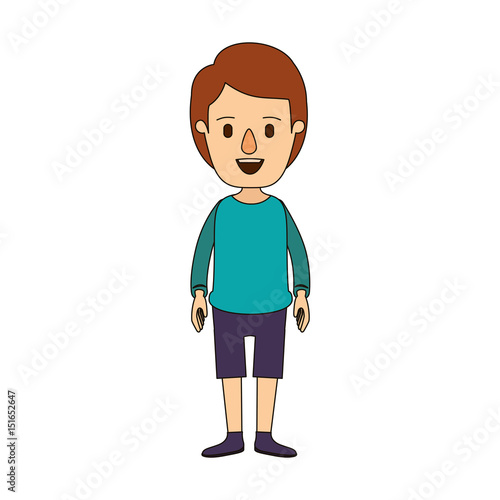 "color image caricature full body guy with hairstyle looking to front