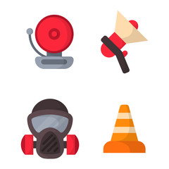 Fire safety equipment emergency tools firefighter safe danger accident protection vector illustration.
