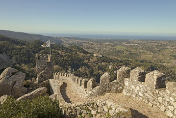 Old stone castle wall in Sintra